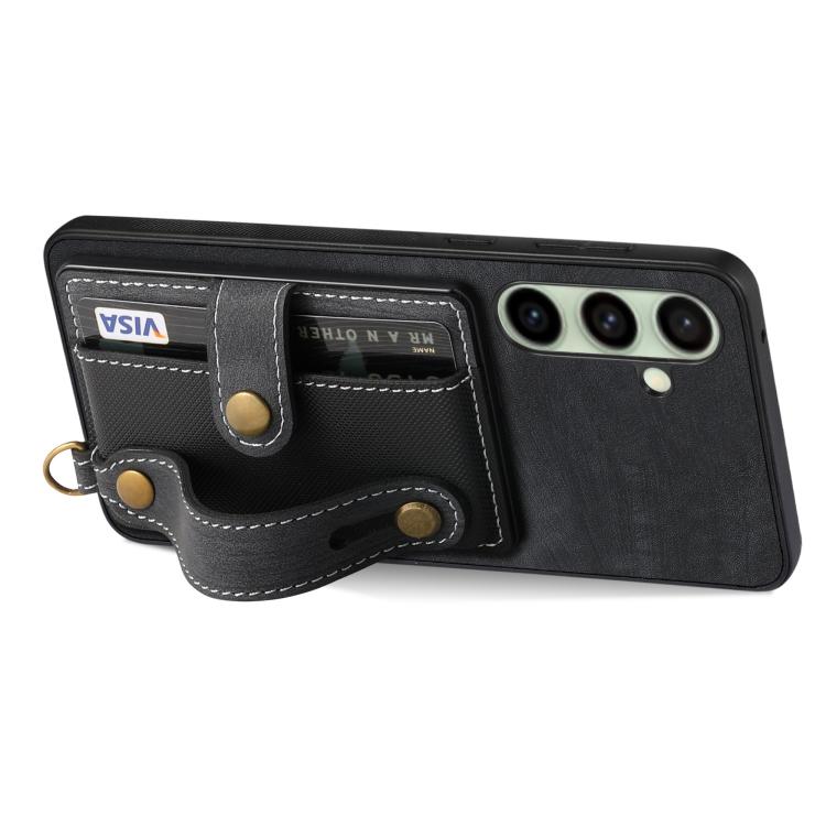 For Samsung Galaxy A56 5G Retro Cross Wristband Wallet Leather Back Phone Case