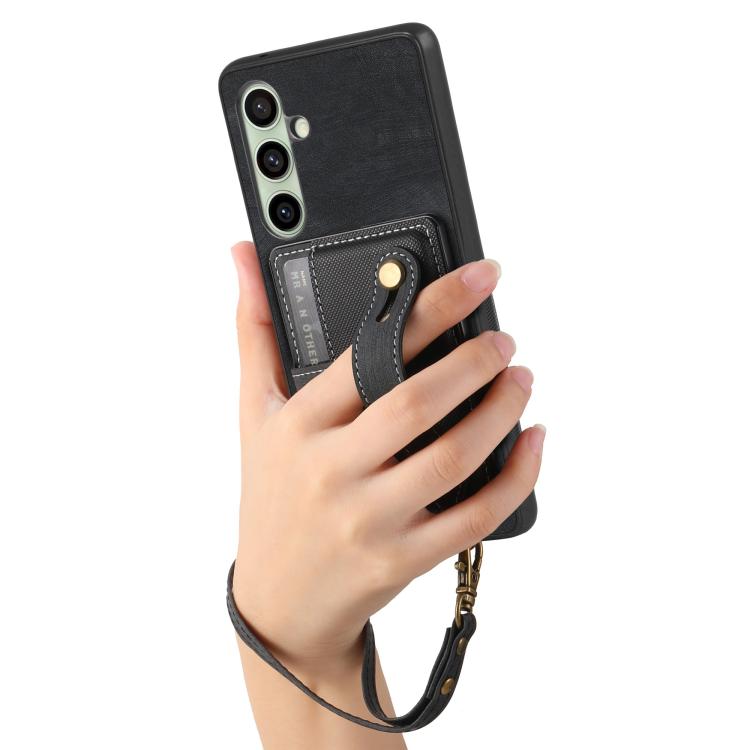 For Samsung Galaxy A56 5G Retro Cross Wristband Wallet Leather Back Phone Case