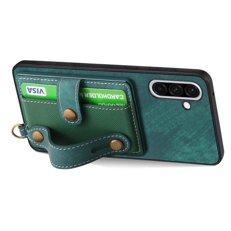For Samsung Galaxy A36 Retro Cross Wristband Wallet Leather Back Phone Case