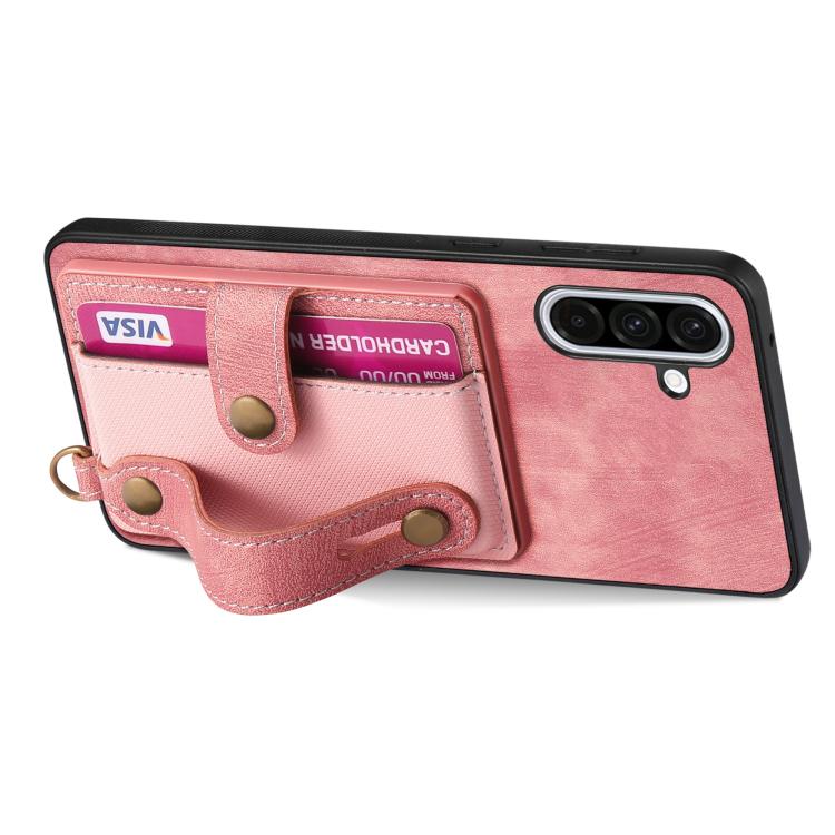 For Samsung Galaxy A36 Retro Cross Wristband Wallet Leather Back Phone Case