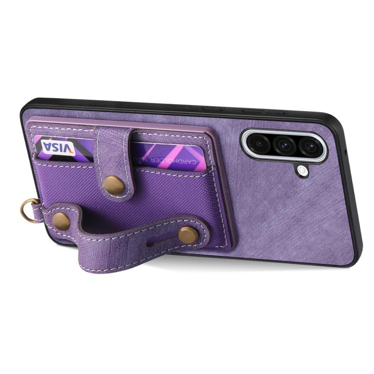 For Samsung Galaxy A36 Retro Cross Wristband Wallet Leather Back Phone Case