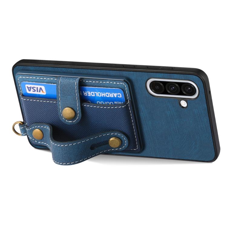 For Samsung Galaxy A36 Retro Cross Wristband Wallet Leather Back Phone Case