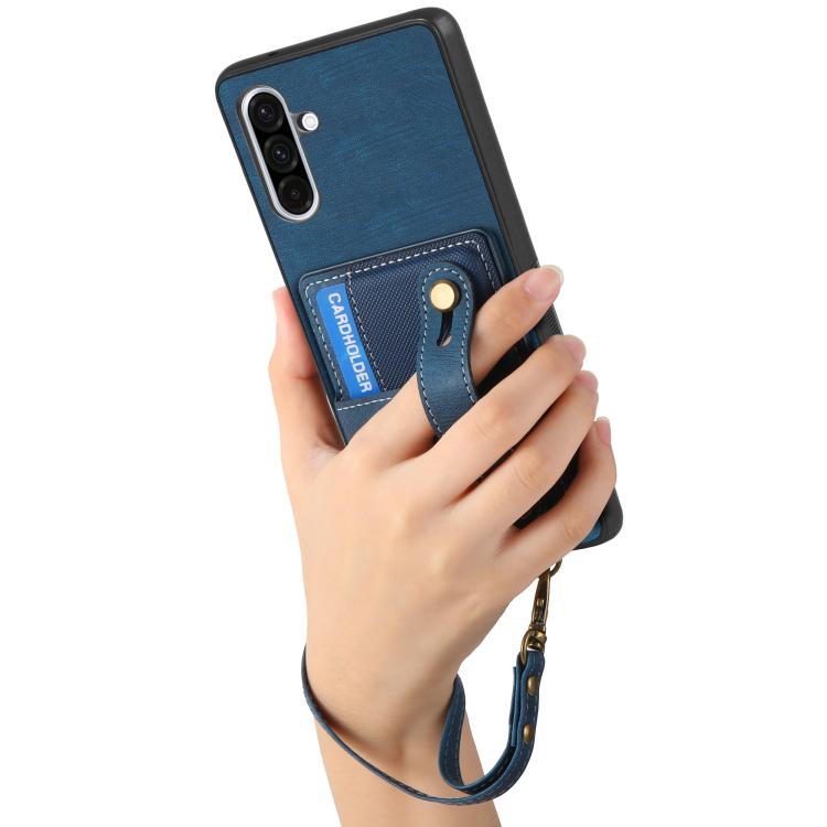 For Samsung Galaxy A36 Retro Cross Wristband Wallet Leather Back Phone Case