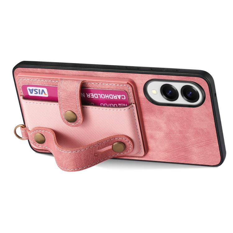 For Samsung Galaxy S25 Edge 5G Retro Cross Wristband Wallet Leather Back Phone Case