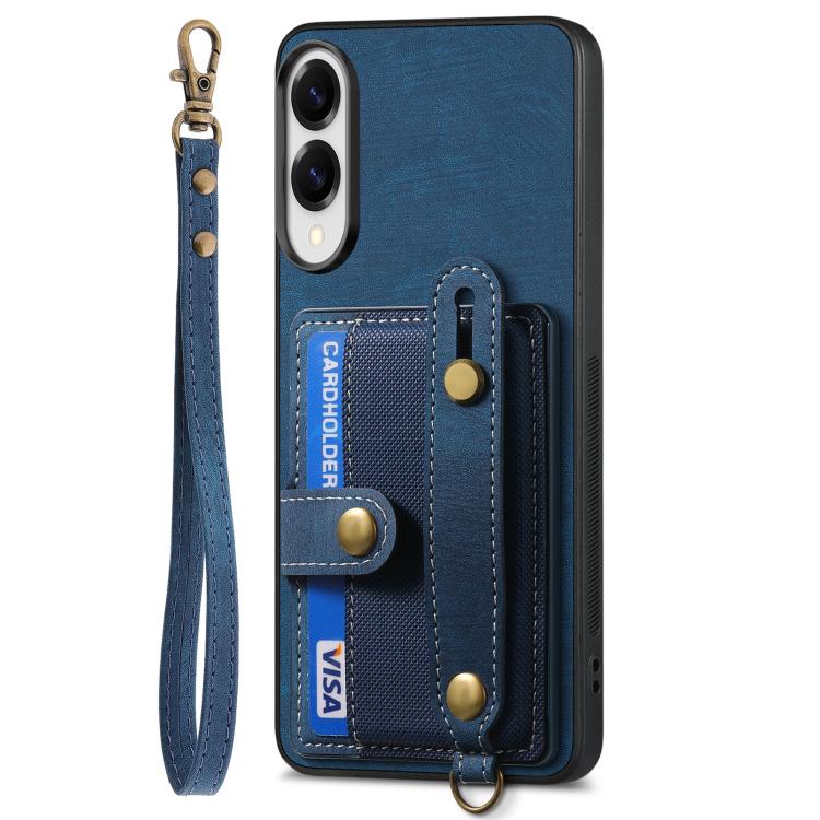 For Samsung Galaxy S25 Edge 5G Retro Cross Wristband Wallet Leather Back Phone Case