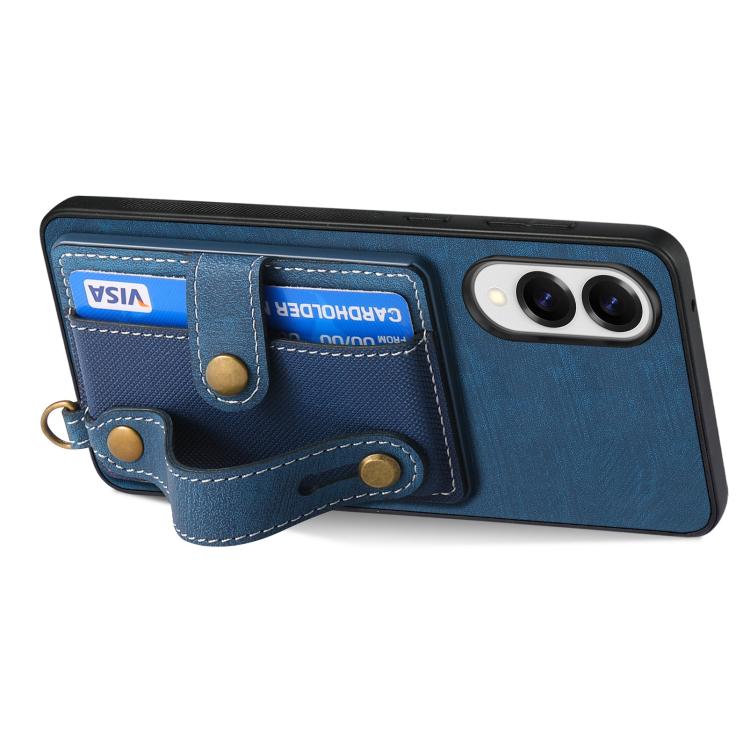 For Samsung Galaxy S25 Edge 5G Retro Cross Wristband Wallet Leather Back Phone Case