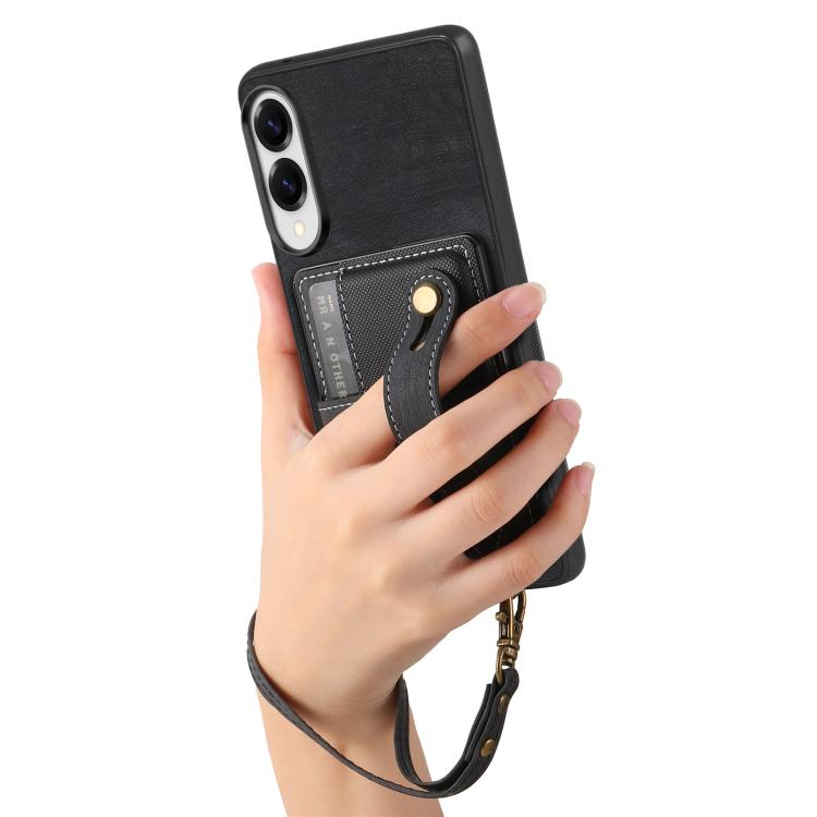For Samsung Galaxy S25 Edge 5G Retro Cross Wristband Wallet Leather Back Phone Case