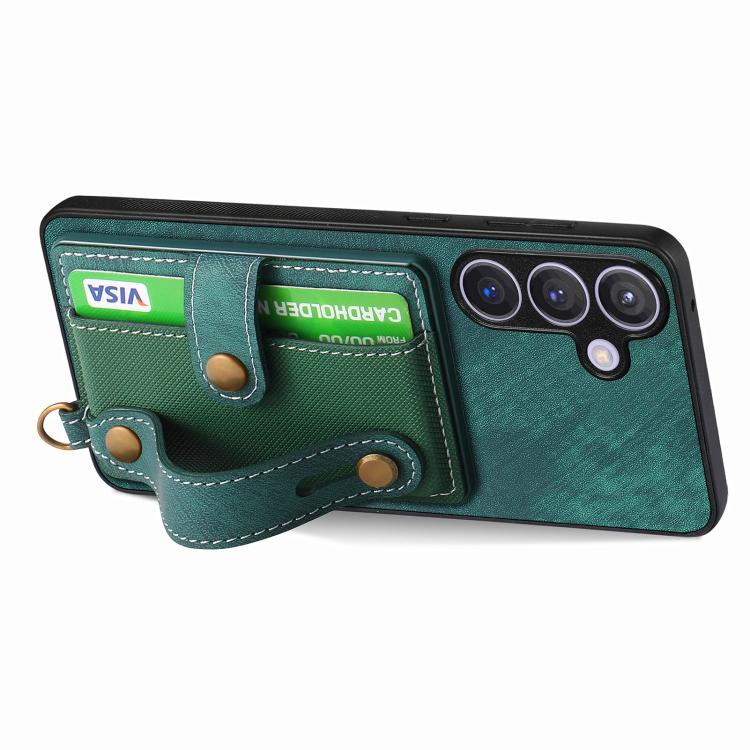 For Samsung Galaxy A37 5G Retro Cross Wristband Wallet Leather Back Phone Case