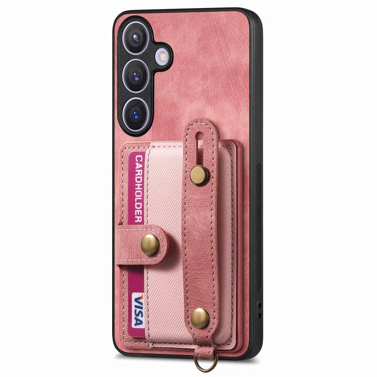 For Samsung Galaxy A37 5G Retro Cross Wristband Wallet Leather Back Phone Case