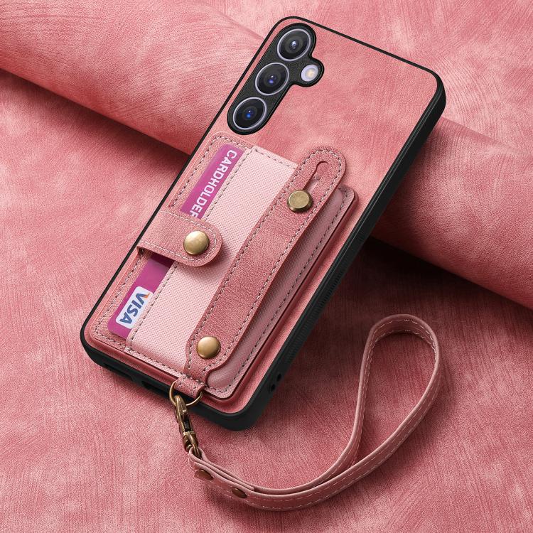 For Samsung Galaxy A37 5G Retro Cross Wristband Wallet Leather Back Phone Case