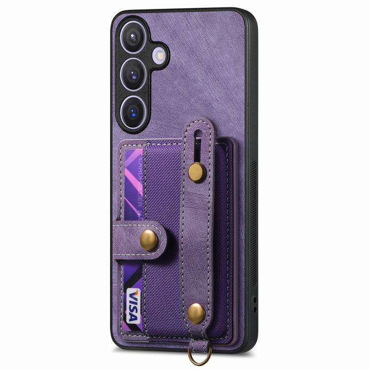 For Samsung Galaxy A37 5G Retro Cross Wristband Wallet Leather Back Phone Case