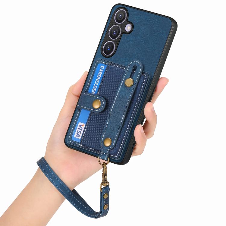 For Samsung Galaxy A37 5G Retro Cross Wristband Wallet Leather Back Phone Case