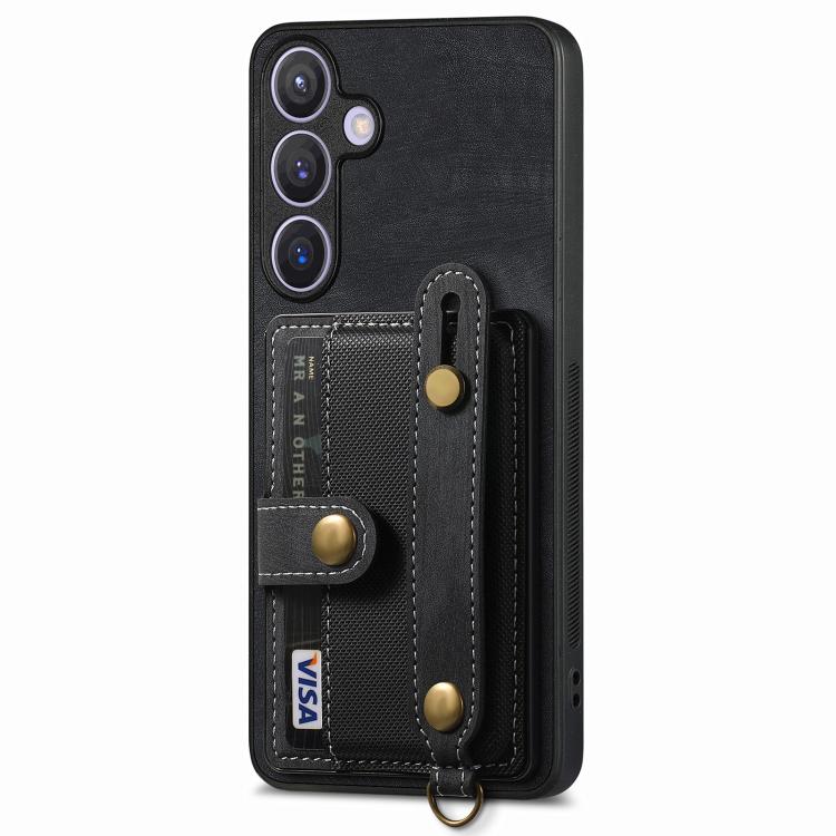 For Samsung Galaxy A37 5G Retro Cross Wristband Wallet Leather Back Phone Case