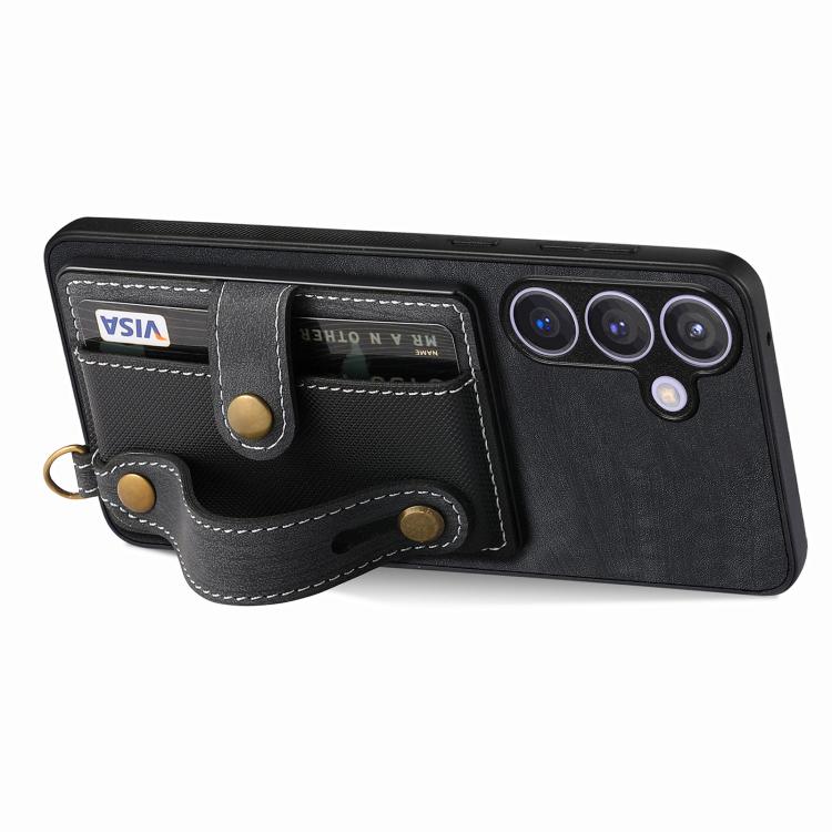 For Samsung Galaxy A37 5G Retro Cross Wristband Wallet Leather Back Phone Case