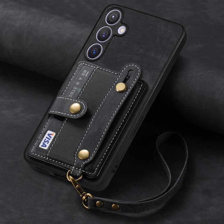 For Samsung Galaxy A37 5G Retro Cross Wristband Wallet Leather Back Phone Case