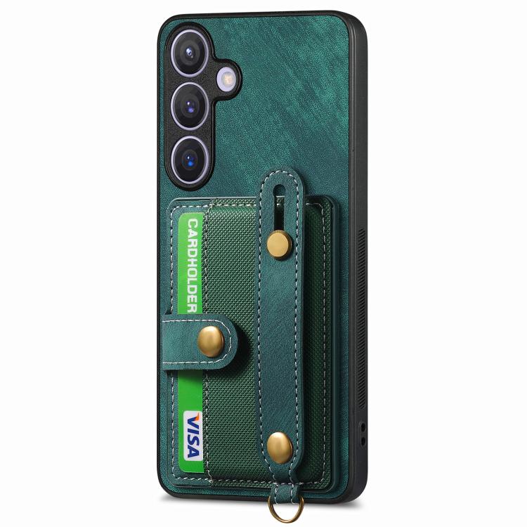 For Samsung Galaxy A57 5G Retro Cross Wristband Wallet Leather Back Phone Case