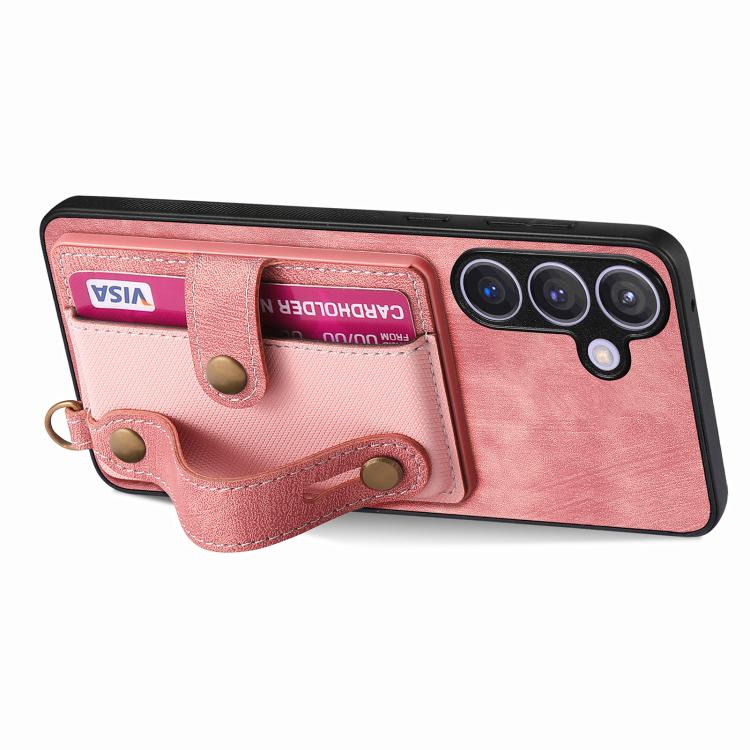 For Samsung Galaxy A57 5G Retro Cross Wristband Wallet Leather Back Phone Case