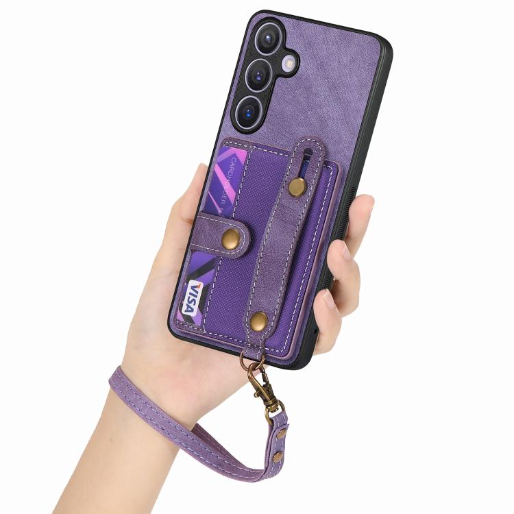 For Samsung Galaxy A57 5G Retro Cross Wristband Wallet Leather Back Phone Case
