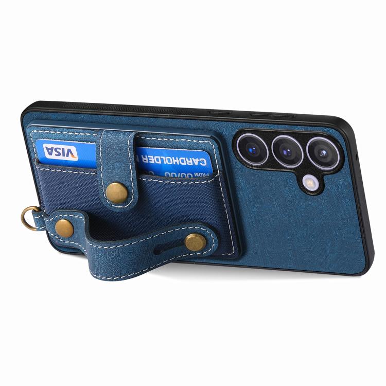 For Samsung Galaxy A57 5G Retro Cross Wristband Wallet Leather Back Phone Case