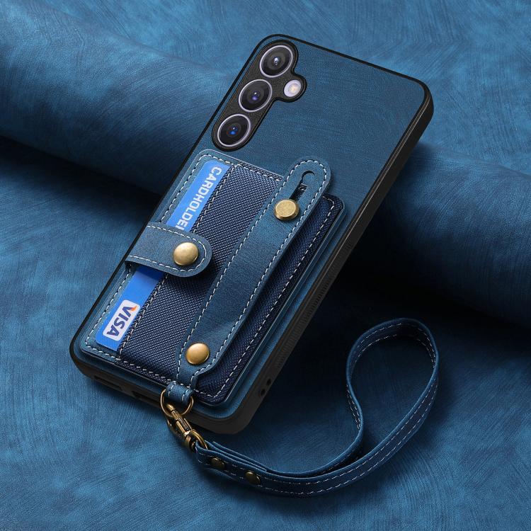 For Samsung Galaxy A57 5G Retro Cross Wristband Wallet Leather Back Phone Case