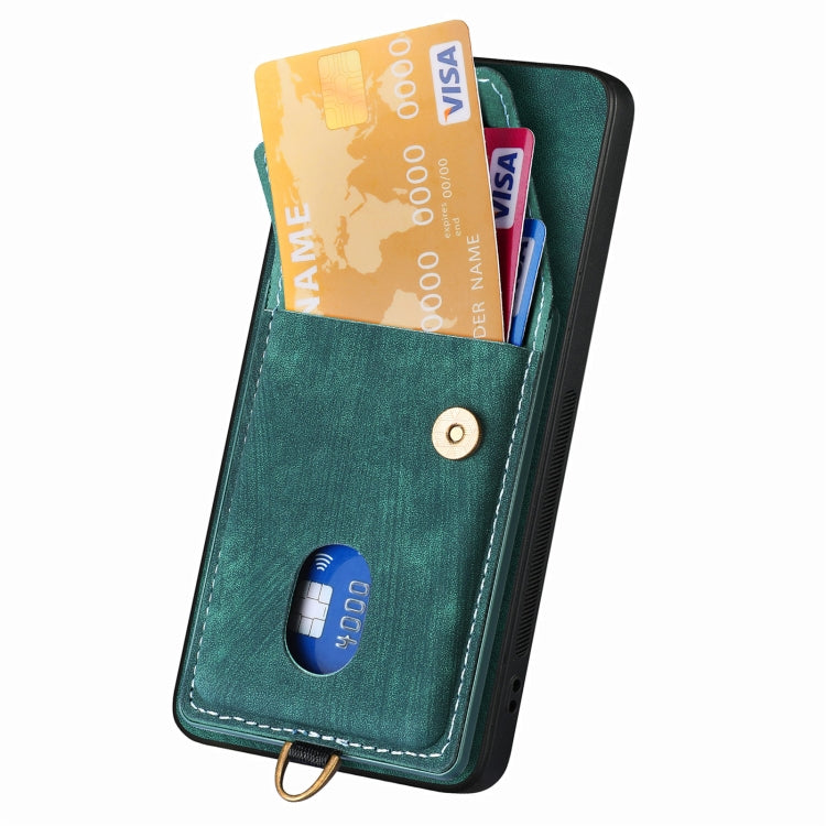 For Samsung Galaxy S25 Ultra 5G Retro Card Wallet Fold Leather Phone Case with Strap