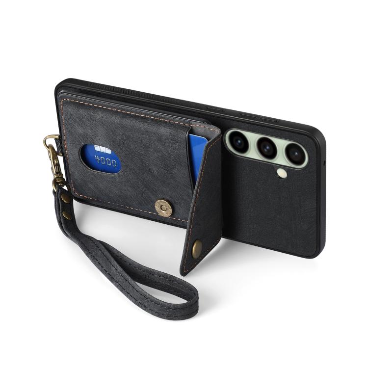 For Samsung Galaxy A56 5G Retro Card Wallet Fold Leather Phone Case with Strap