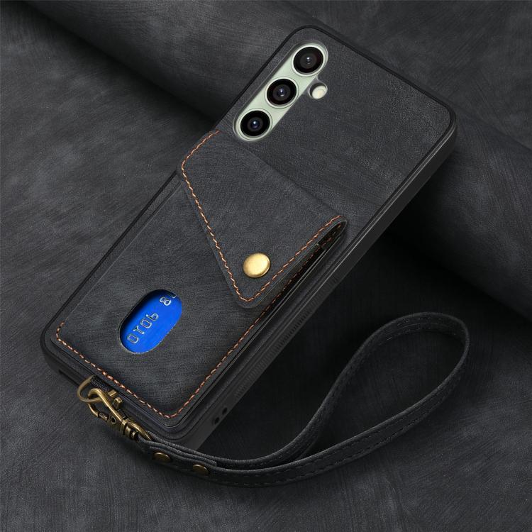 For Samsung Galaxy A56 5G Retro Card Wallet Fold Leather Phone Case with Strap