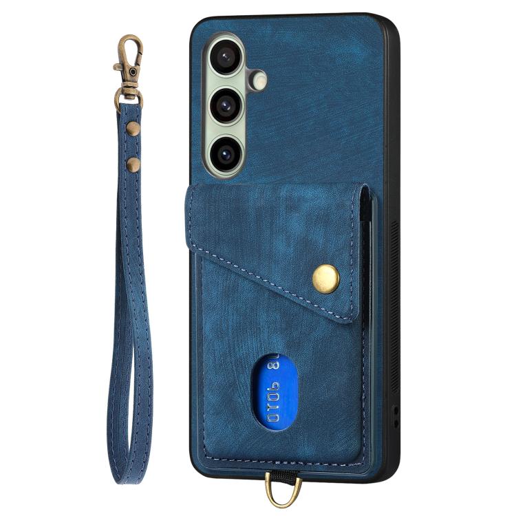 For Samsung Galaxy A56 5G Retro Card Wallet Fold Leather Phone Case with Strap