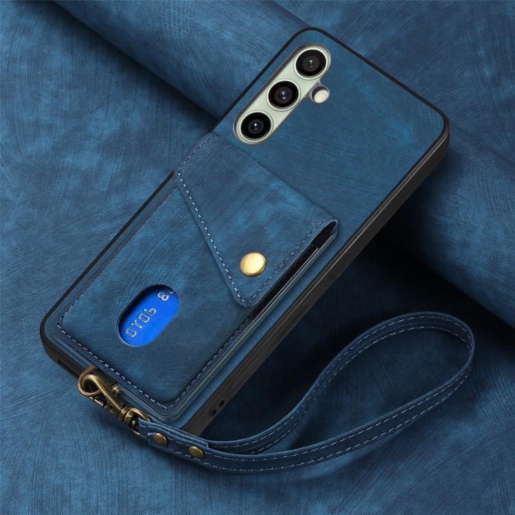 For Samsung Galaxy A56 5G Retro Card Wallet Fold Leather Phone Case with Strap