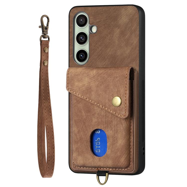 For Samsung Galaxy A56 5G Retro Card Wallet Fold Leather Phone Case with Strap