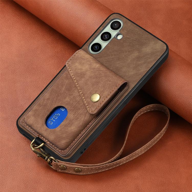 For Samsung Galaxy A56 5G Retro Card Wallet Fold Leather Phone Case with Strap
