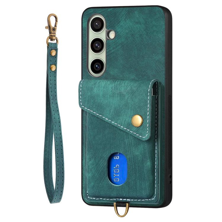 For Samsung Galaxy A56 5G Retro Card Wallet Fold Leather Phone Case with Strap