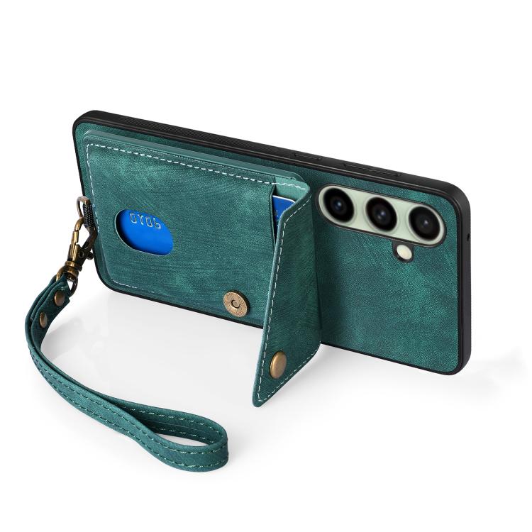 For Samsung Galaxy A56 5G Retro Card Wallet Fold Leather Phone Case with Strap