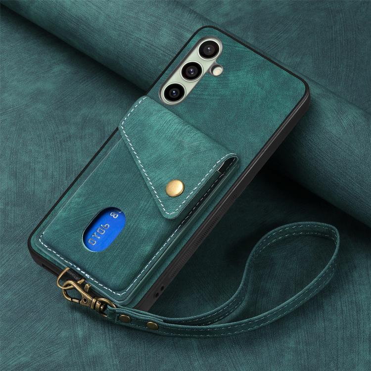 For Samsung Galaxy A56 5G Retro Card Wallet Fold Leather Phone Case with Strap