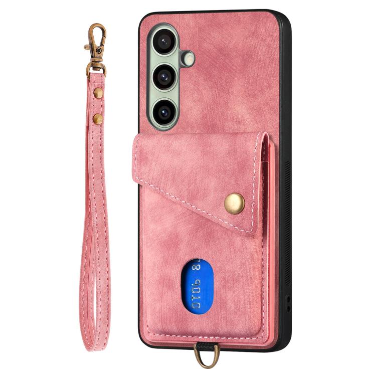 For Samsung Galaxy A56 5G Retro Card Wallet Fold Leather Phone Case with Strap