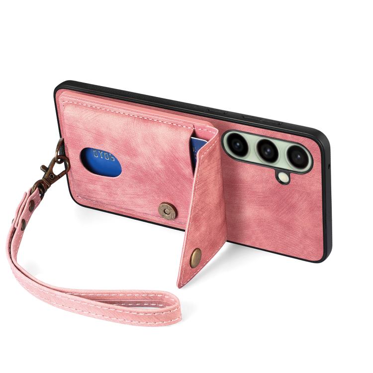 For Samsung Galaxy A56 5G Retro Card Wallet Fold Leather Phone Case with Strap