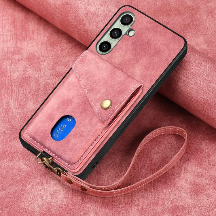 For Samsung Galaxy A56 5G Retro Card Wallet Fold Leather Phone Case with Strap