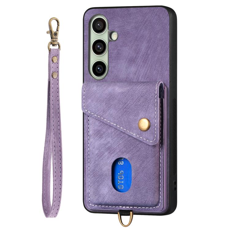 For Samsung Galaxy A56 5G Retro Card Wallet Fold Leather Phone Case with Strap