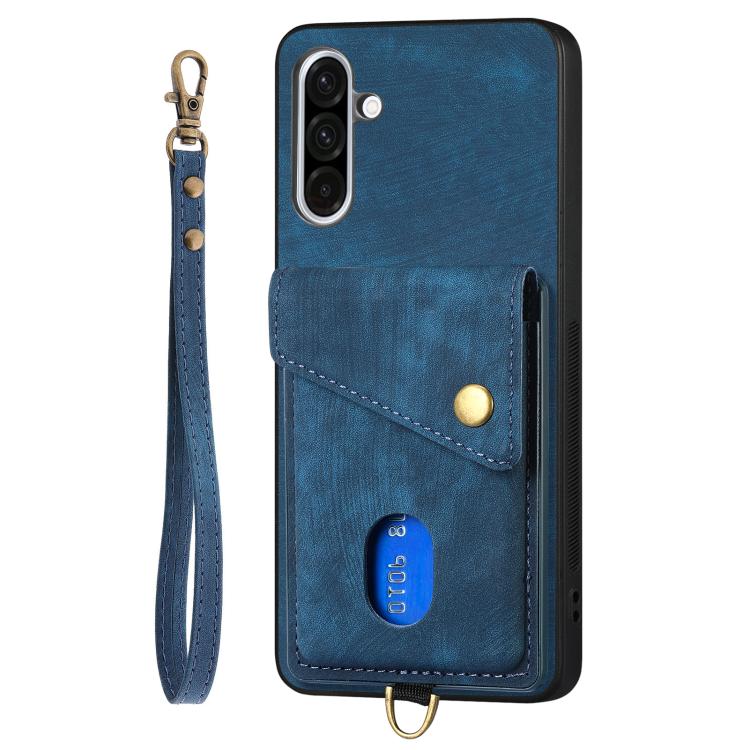 For Samsung Galaxy A36 Retro Card Wallet Fold Leather Phone Case with Strap