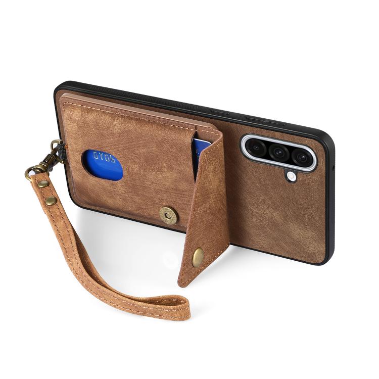 For Samsung Galaxy A36 Retro Card Wallet Fold Leather Phone Case with Strap