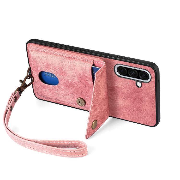 For Samsung Galaxy A36 Retro Card Wallet Fold Leather Phone Case with Strap