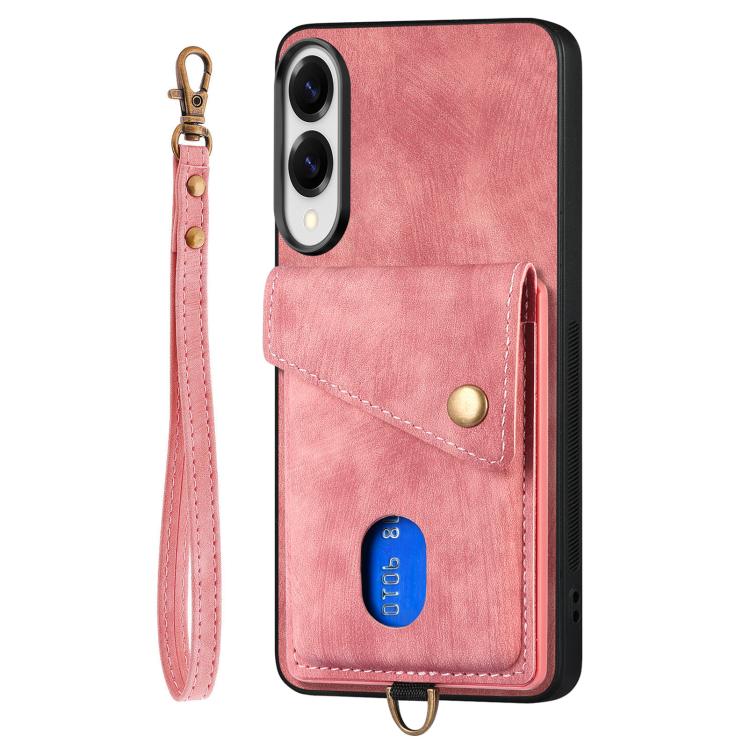 For Samsung Galaxy S25 Edge 5G Retro Card Wallet Fold Leather Phone Case with Strap