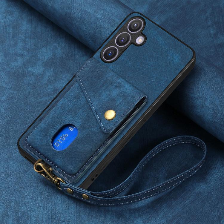 For Samsung Galaxy A37 5G Retro Card Wallet Fold Leather Phone Case with Strap
