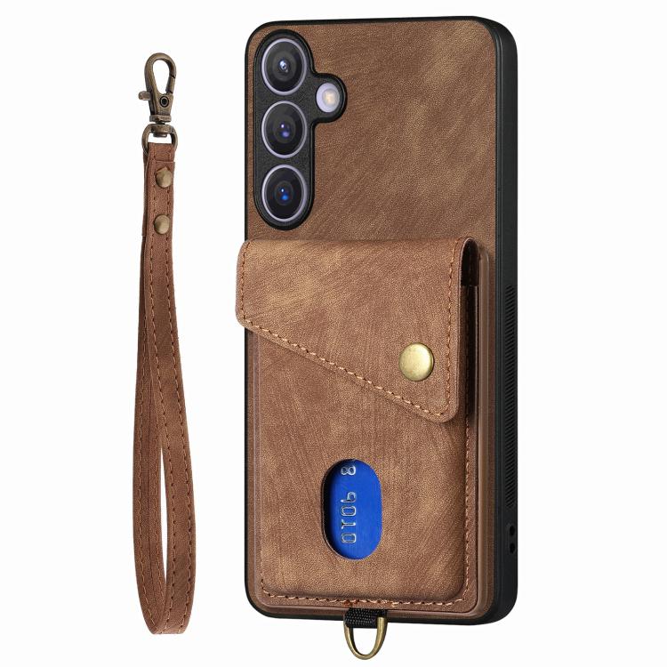 For Samsung Galaxy A37 5G Retro Card Wallet Fold Leather Phone Case with Strap