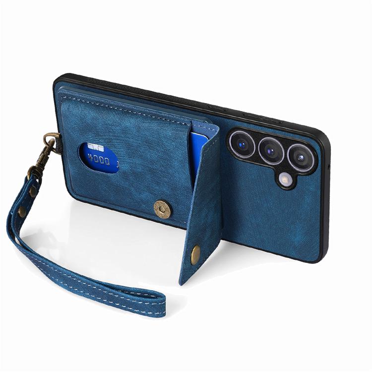 For Samsung Galaxy A57 5G Retro Card Wallet Fold Leather Phone Case with Strap