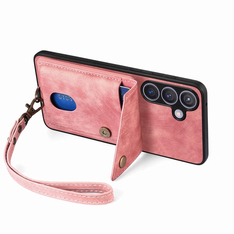 For Samsung Galaxy A57 5G Retro Card Wallet Fold Leather Phone Case with Strap