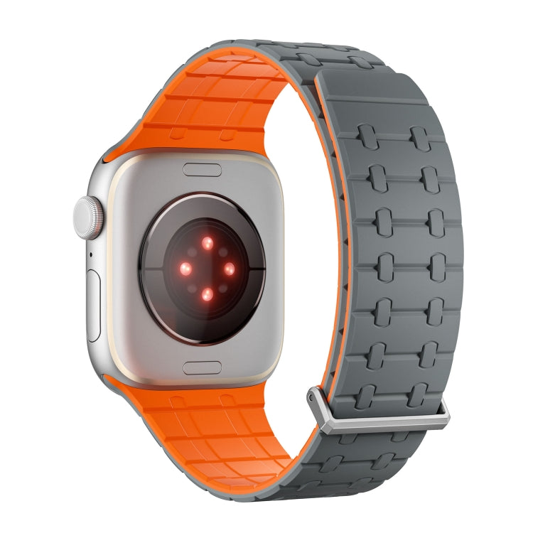 For Apple Watch 46mm / 49mm / 45mm / 44mm AW-AP  Dual Color Magnetic Silicone Watch Band