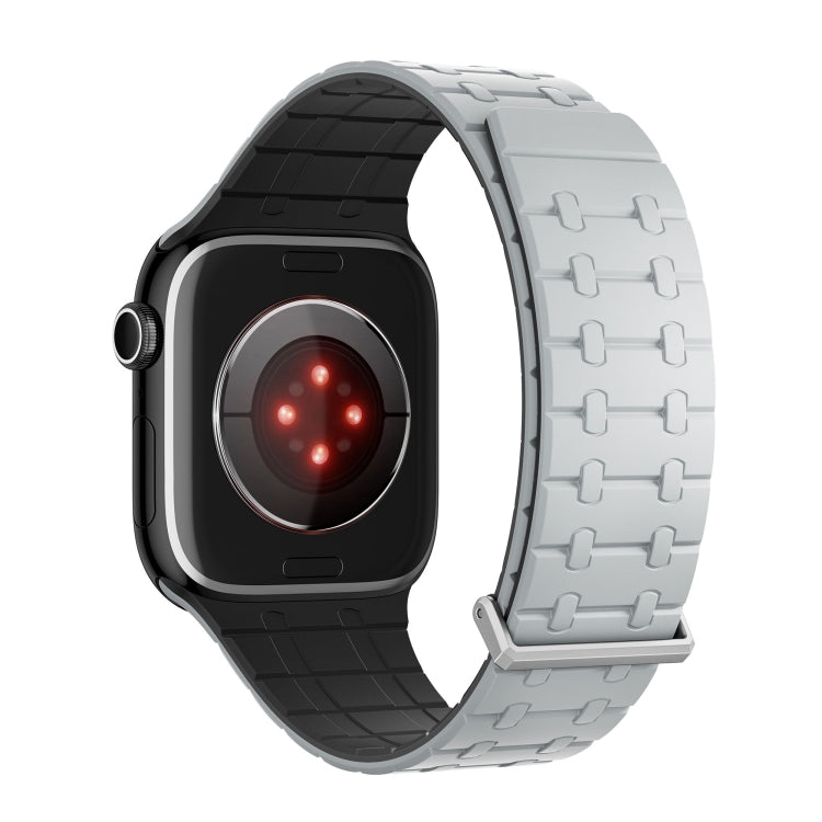 For Apple Watch 46mm / 49mm / 45mm / 44mm AW-AP  Dual Color Magnetic Silicone Watch Band