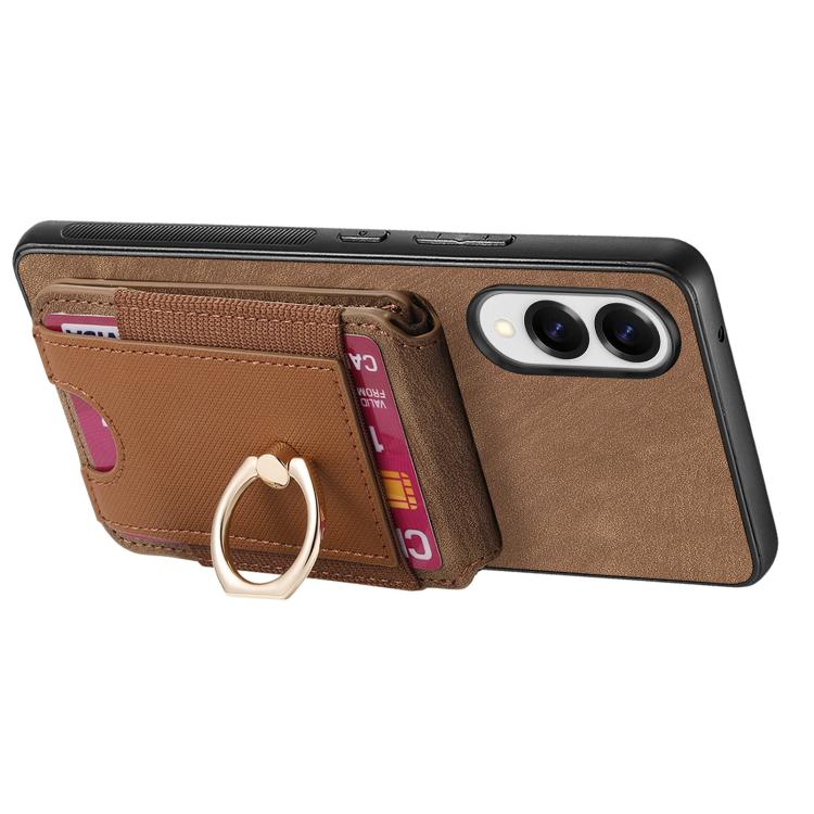 For Samsung Galaxy S25 Edge 5G Retro Splitable Magnetic Stand Card Bag Leather Phone Case