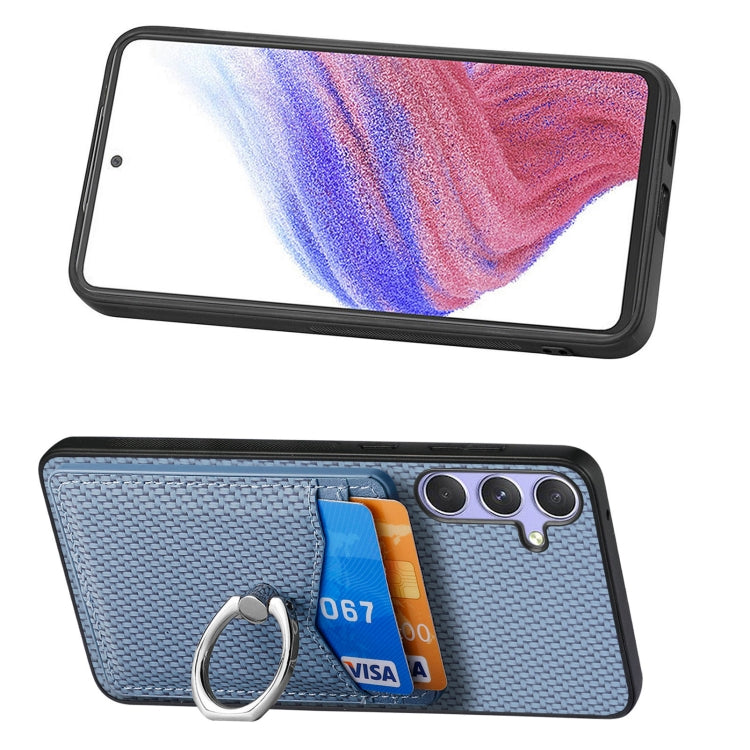 For Samsung Galaxy S25 Ultra 5G Carbon Fiber Card Wallet Ring Phone Case